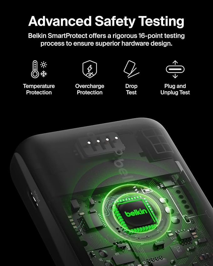 Belkin Portable Charger, Power Bank with Integrated Cable 20000 mAh 30W - Fast Charging USB C Power Delivery, iPhone Charger - iPhone 16 Series, iPad Pro, Galaxy S25 Series, & More - Blue