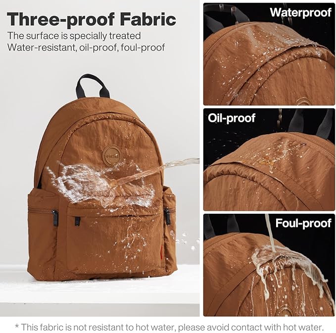 mixi Outdoor Lightweight Backpack Casual Carry On Laptop Backpack Travel Bookbag for Women Men, Water Resistant Durable Hiking Bag for Camping Weekender Sports College Work, 17 Inch, Brown