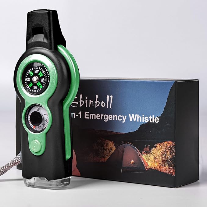 Emergency Survival Function Whistle, Outdoor Multifunctional Tool Safety Whistle with Lanyard, Ideal for Kayaking, Boating, Hiking, Camping, Climbing, Hunting, Fishing, Rescue Signaling