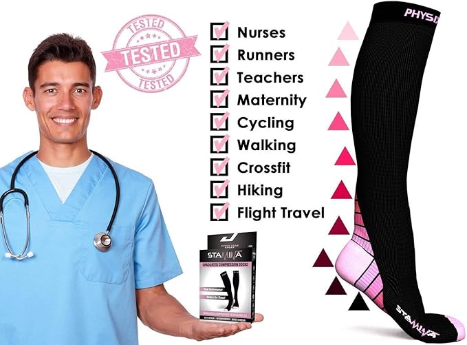 Physix Gear Compression Socks 20-30 mmHg - Men & Women - Running, Nurses, Shin Splints, Flight, Travel
