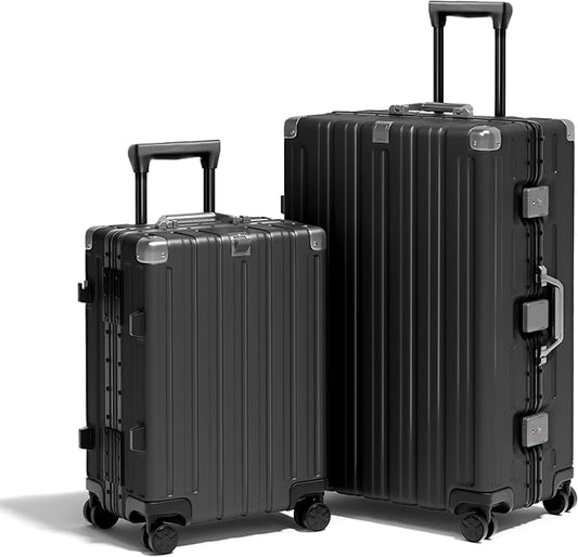 Krute Luggage Set 2 Pieces 20 28 Inch Aluminum Frame Carry on Luggages TSA Lock No Zipper Checked Suitcase with Spinner Wheels Lightweight PC Shell Hardside Suitcases