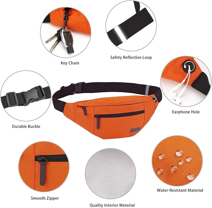MAXTOP Large Crossbody Fanny Pack with 4-Zipper Pockets,Gifts for Enjoy Sports Festival Workout Traveling Running Casual Hands-Free Wallets Waist Pack Phone Bag Carrying All Phones