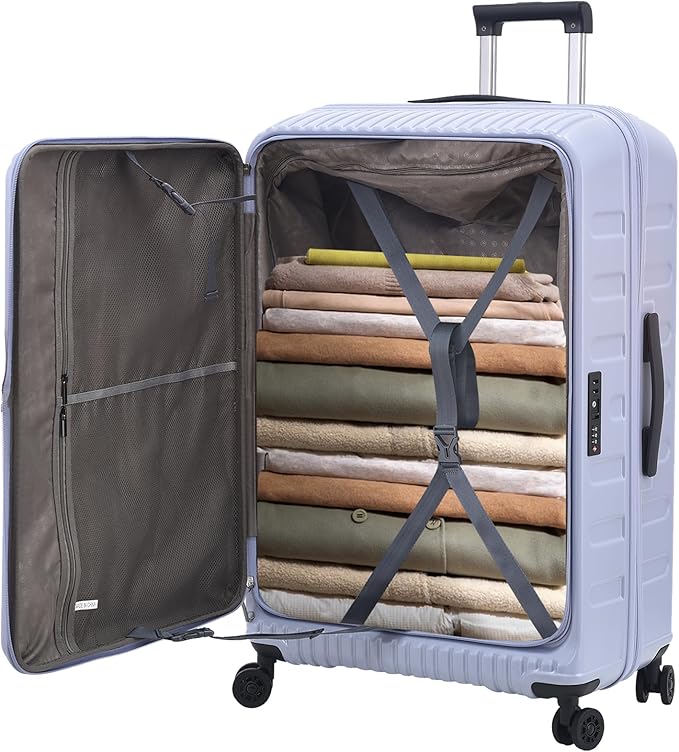 29 Inch Luggage with Expansion & Side Opening Design, 50 * 31(35)*76cm, 117L~133L Ligthweight ABS+PC Hardshell Checked Suitcase, TSA Lock & YKK Zipper with HINOMOTO 360° Wheels, LiLac Purple