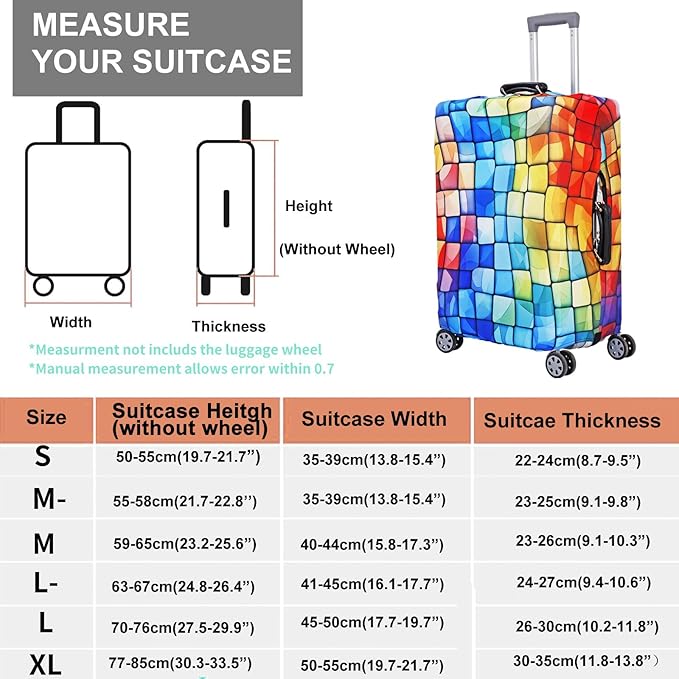 MosaiRudo Travel Luggage Covers For Suitcase Tsa Approved,Suitcase Cover Protector Fit 18-32 Inch Luggage Travel Accessories (T2483, M)