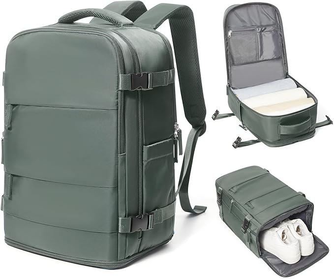 coowoz Travel Backpack Carry On for Women Man Gym Backpack with Laptop Compartment Mochila de Viaje Teacher Personal Item Backpacks Rucksack Airplane Accessories Must Haves Olive Green Small