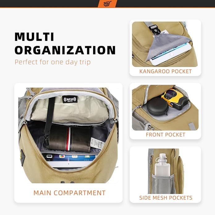 SKYSPER Sling Bag RFID Crossbody Sling Backpack Cross Body Shoulder Bag Travel Hiking Daypack for Women Men