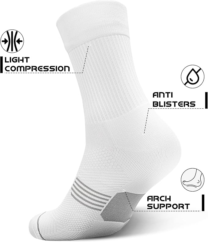 PAPLUS 3 Pairs Running Compression Socks for Men & Women, Atheltic Crew Socks with Cushion, Arch Support for Hiking, Cycling