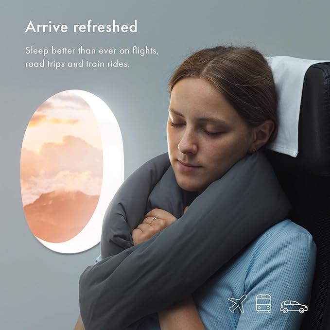 Huzi Infinity Pillow - Home Travel Soft Neck Scarf Support Sleep (Terracotta)