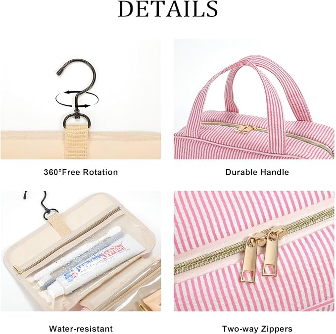 YOOLIFE Hanging Toiletry Bag for Women - Portable Makeup and Travel Bag, Cruise Ship Essentials - Letter B, Blue