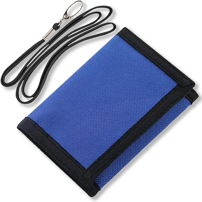 NEICY RFID Blocking Canvas Wallet for Men and Women - Camo Trifold Outdoor Sports Wallets with Magic Sticker for Teen Kids (Blue Set)