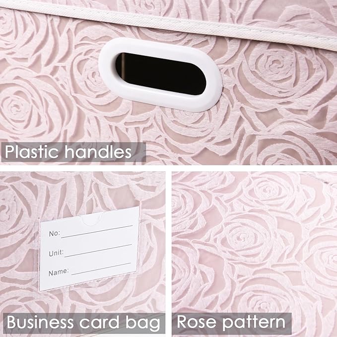 PRANDOM Jumbo Collapsible Storage Boxes with Lids Fabric Decorative Storage Bins Cubes Organizer Baskets with Cover Handles Divider for Bedroom Closet Living Room 23.2x15.7x11.6 Inch 3 Pack