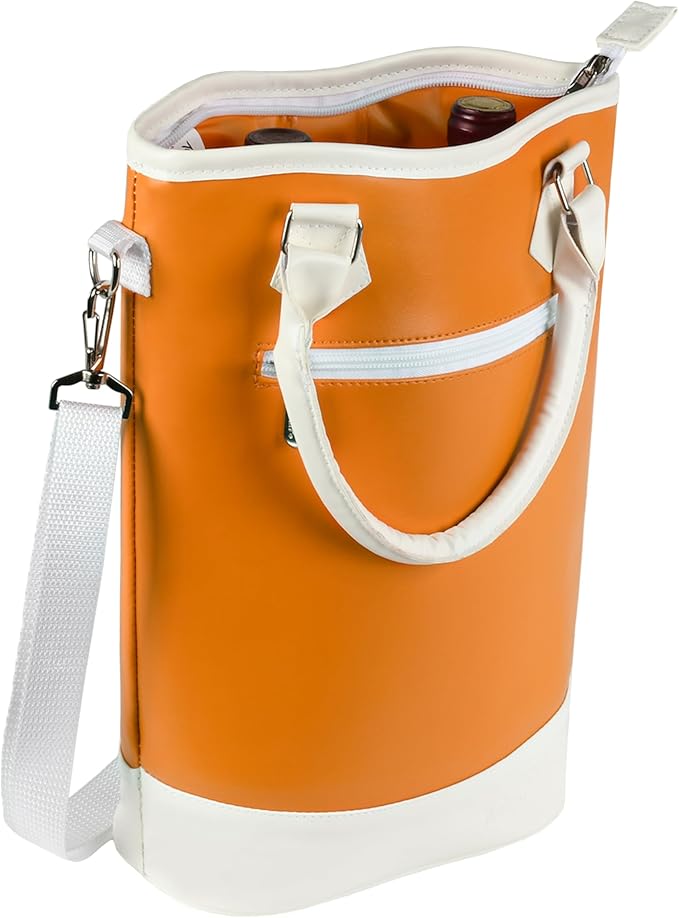Tirrinia Insulated Wine Gift Carrier Tote - Travel Padded 2 Bottle Wine/Champagne Cooler Bag for Portable Wine Bottle Carrying Case, Women Men Wine Party Bag for Event, BYOB,B each, Gift for Wine