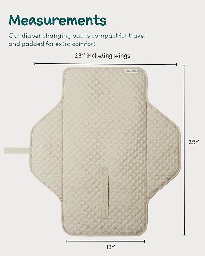 Lily Miles Baby Changing Pad Portable, Diaper Changing Mat with Magnetic Latches, Travel Pad for Diaper Bag, Baby Essentials, Wipeable & Waterproof Mat (Soft Sand, Large)