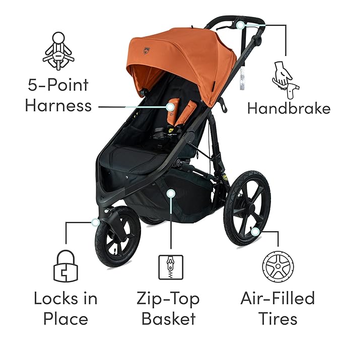 BOB Gear Wayfinder Jogging Stroller with Snack Tray, Independent Dual Suspension, Air-Filled Tires, and 75-Pound Weight Capacity, Canyon