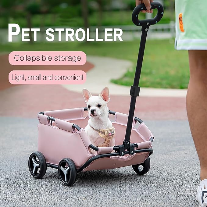 Dog Stroller 4 Wheels Folding Dog Cart Pet Stroller for Travelling Shopping Walking Playing for Small Dogs Cats (Plaid Blue)