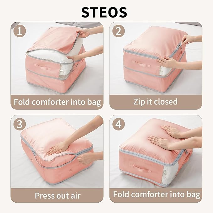 DIMJ Comforter Storage Bag 6 Pack - Blanket Storage Organizer Compression Bags, Large Capacity Ultra Space Saving Self Compression Organize for Bedding, Pillow, Duvet, Sheet Storage with Zipper Window