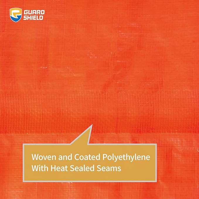 GUARD SHIELD Orange Tarp 10x12 Feet Tarps High Visibility Outdoor Poly Cover Lightweight 6mil
