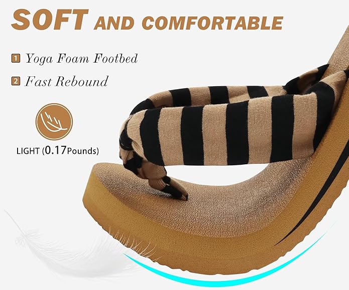 KuaiLu Flip Flops for Women with Arch Support Yoga Mat Comfortable Summer Beach Walking Thong Cushion Sandals Slip On Indoor Outdoor