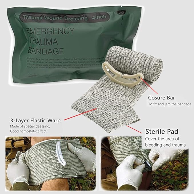 IFAK Kit Trauma Kit Military Medical First Aid Kits Bleeding Contral Emergency Survival Bug Out Bag for Camping Gear Supplies Hiking (Tan)