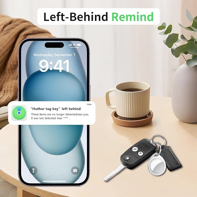 Air Tracker Tags-4 Pack, 5.3 Bluetooth Tracker Work with Apple Find My (iOS Only), 100dB Sound Finder, Smart Tags with Keychain/Lanyard, Item Finder for Luggage/Key/Suitcase, Replaceable Battery.