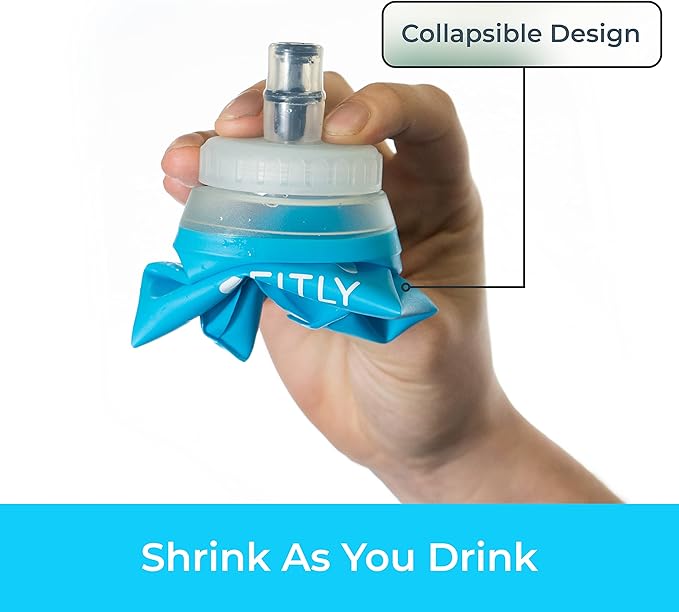 Soft Flask - Shrink As You Drink Soft Water Bottle for Hydration Pack - Folding Water Bottle Ideal for Running, Hiking, Cycling, Climbing & Rigorous Activity