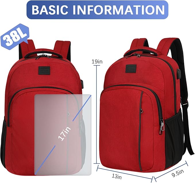 LARIPOP Extra Large Backpack,17.3 Inch Business Laptop backpack for Men Women with USB Charging Port,Water-Resistant Laptopack Weekender Daypack for Work College Computer