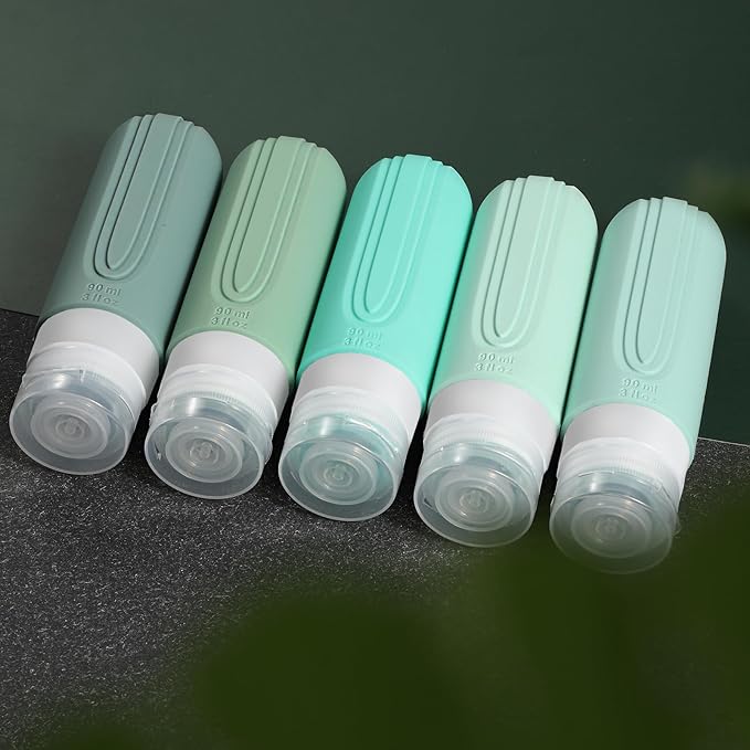 Travel Bottles for Toiletries, 5 Pack TSA Approved Travel Size Containers, 3oz Leak Proof Refillable Travel Accessories for Shampoo Conditioner, BPA Free Travel Bottles with Toiletry Bag