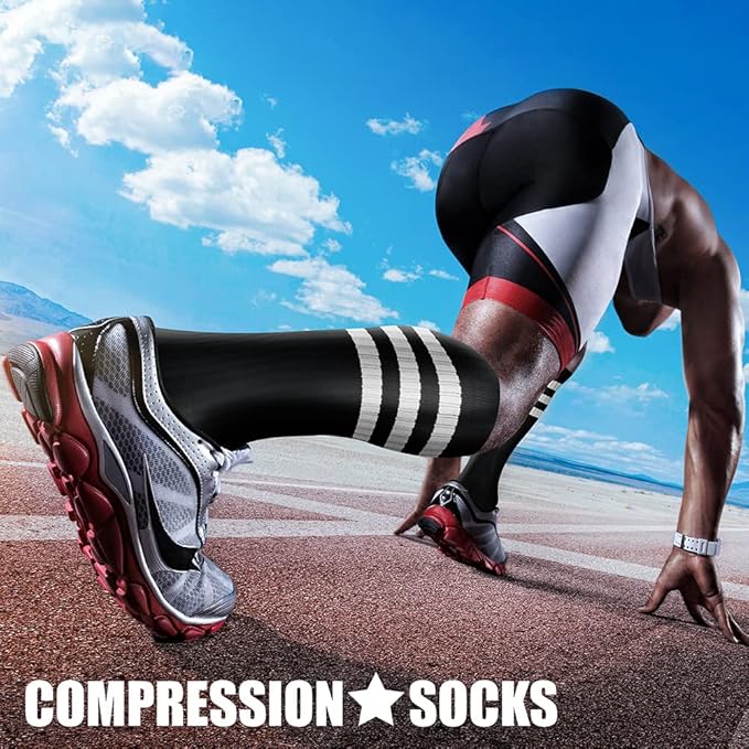 CHARMKING Compression Socks for Women & Men Circulation (3 Pairs) 15-20 mmHg is Best Support for Athletic Running Cycling