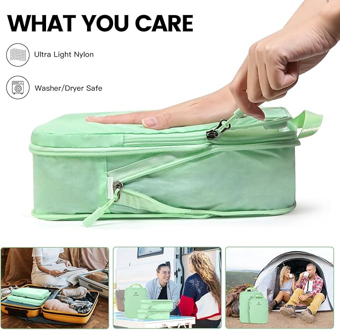 Lightweight Compression Packing Cubes for Suitcases, Compressible Expandable Travel Packing Organizer with Clear Toiletries and Backpack Bag, Travel Essentials for Carry on Luggage 7 Set