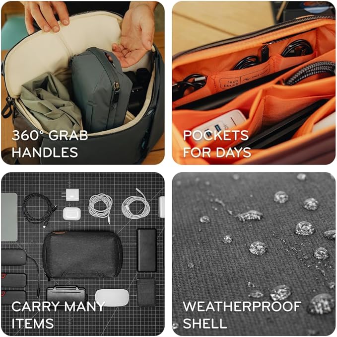 Peak Design Tech Pouch, Eclipse, Electronics Organizer for Travel or Everyday Carry, Origami-Style Storage, Cable Pass-Through, Weatherproof Recycled Nylon, Gear Carry Bag for Men and Women