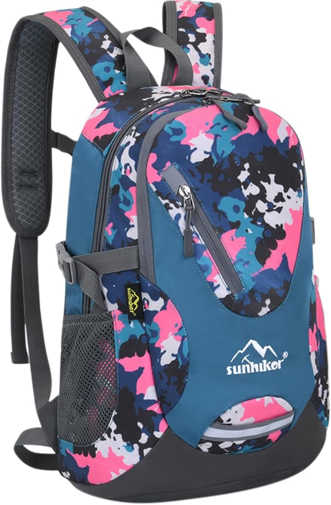 sunhiker Small Cycling Hiking Backpack Water Resistant Travel Backpack Lightweight Daypack M0714 （20-25L-Pink Camo