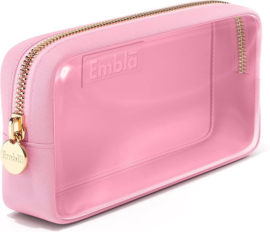 Clear Makeup Bag Zipper Pouch, Transparent Cosmetic Case Organizer, TSA Approved Travel Toiletry Case, Travel Accessories Essentials Makeup Tote for Women, Small Cute Make up Bag for Purse - Flamingo