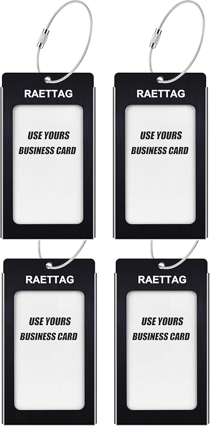 Luggage Tags Metal Suitcase Tags Travel Bag ID Identifier Luggage Tag (Black 4Pack)