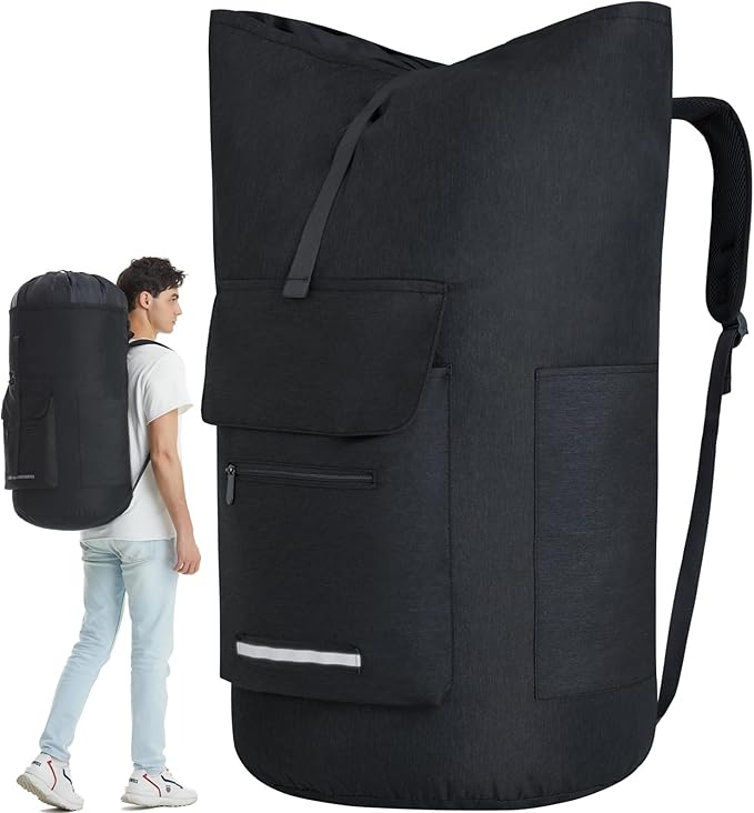 Laundry Bag Extra Large 115L, Laundry Backpack Bag, Laundry Bags Extra Large Heavy Duty, Laundry Bag with Straps, Clothes Hamper Bags with 4 Pockets, College Laundromat Backpack for Dorm Room