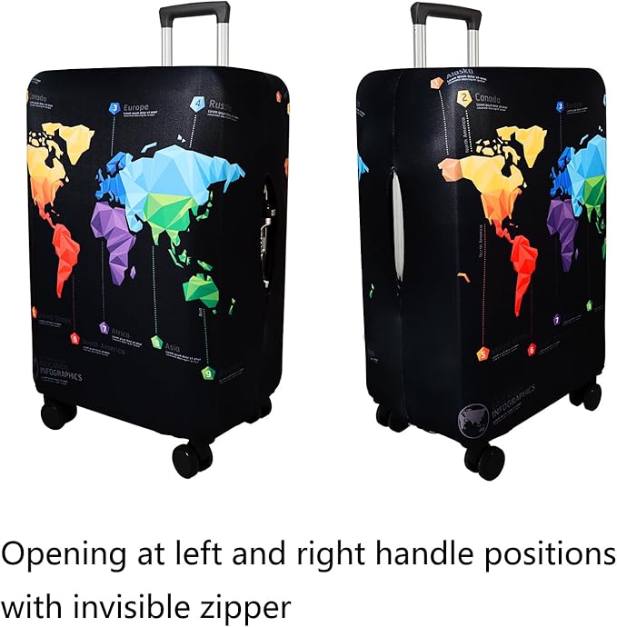 WUJIAONIAO Travel Luggage Cover Baggage Suitcase Cover Protector Skins 18-32 Inch (map, XL (for 29-32 inch luggage))