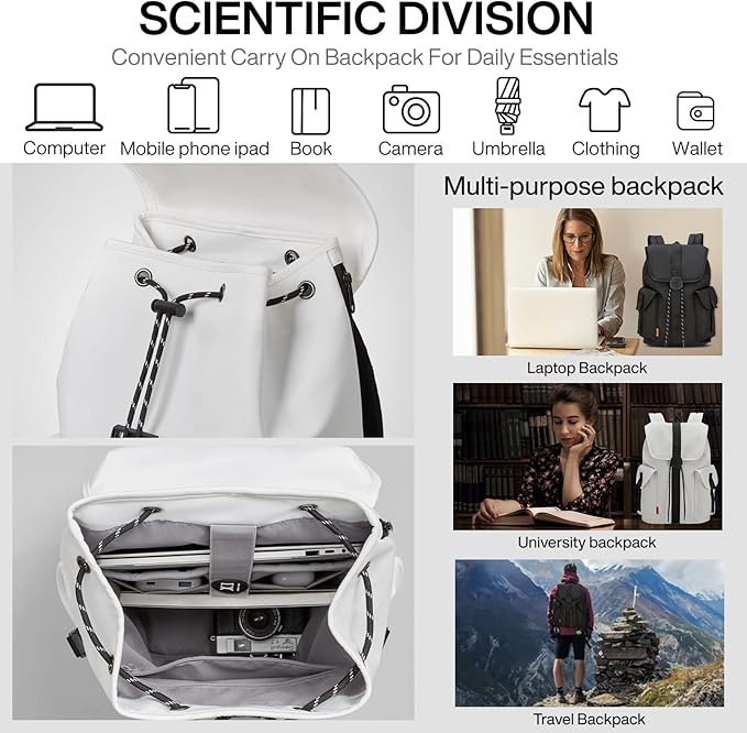 mixi Travel Laptop Backpack for Women & Men Carry On Backpack fits 16'' Laptop, Waterproof Lightweight Casual Hiking Weekender Bags Rucksack,17 Inch, Interstellar White