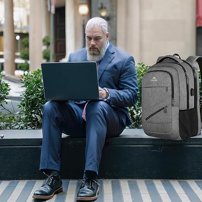 MATEIN 18 Inch Laptop Bookbag, 50 L Extra Large School Laptop Backpack with Luggage Strap and TSA Laptop Compartment for Men Women, Waterproof Carry On Computer Bag for Students Teachers, Grey