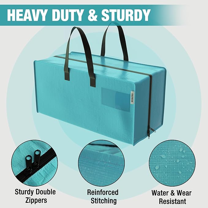 WORKPRO 6 Pack Extra Large Moving Bags with Zippers & Carrying Handles Backpack Straps, Heavy-Duty Storage Tote for Space Saving & Storage, Alternative to Moving Box (Blue)