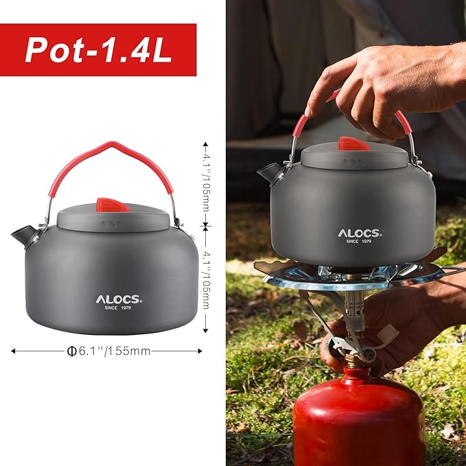 Alocs Camping Cookware Set - Lightweight Camping Cookware Mess Kit - Camping Pots and Pans Set - Camping Cooking Gear with Portable Carry Bag for Outdoor Backpacking Hiking and Picnic