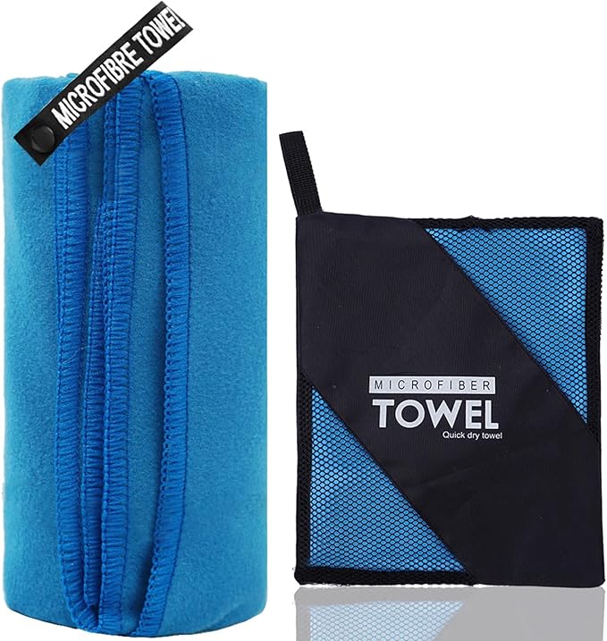 Microfiber Travel Towel, Soft Lightweight Quick Dry Towel, Super Absorbent Compact Travel & Sports & Beach Towels for Camping, Backpack, Gym, Swimming, Yoga, Hiking (L:24"×48" -Blue)