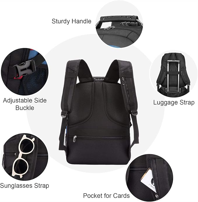 LOVEVOOK Travel Laptop Backpack Waterproof Anti Theft with Lock and USB Charging Port Large Computer Business Backpack for Men Women College (15.6 inch, Blue)