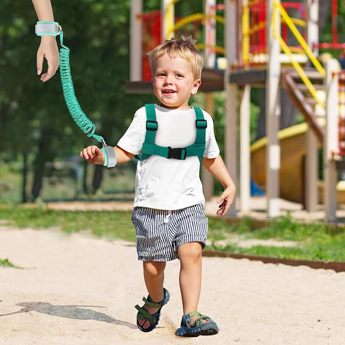 Accmor Toddler Harness Leash with Anti Lost Wrist Link, Cute Dinosaur Harnesses Walking Wrist Leashes for Kids, Children Restraints Hand Straps Belt Tether to Keep Baby Boys Girls Close (Turquoise)