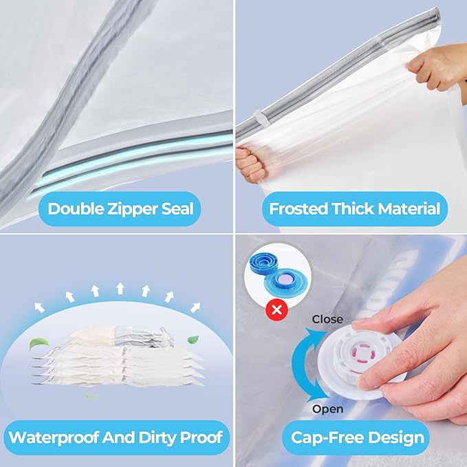 20 Pack Vacuum Storage Bags with Electric Air Pump, Vacuum Sealed Storage Bags (3Cube/3Jumbo/4Large/5Medium/5Small), Space Saver Bag for Clothes, Blanket, Duvets, Pillows, Mattress,Comforters, Travel