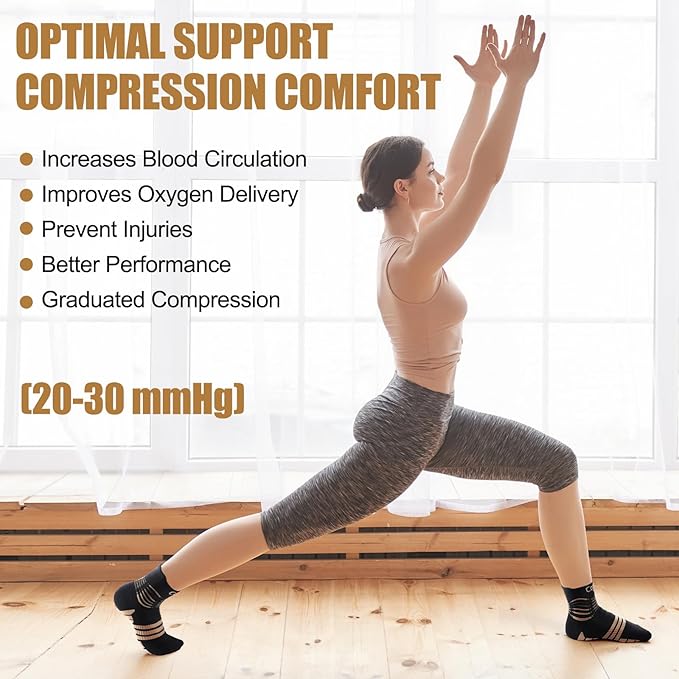 NEENCA Copper Compression Socks, Medical Ankle Support Socks for Injury Recovery & Pain Relief, Sport Protection, Women & Men Circulation, Swelling, Runner, Travel, Pregnancy, Flying—1 Pair, 20-30mmHg