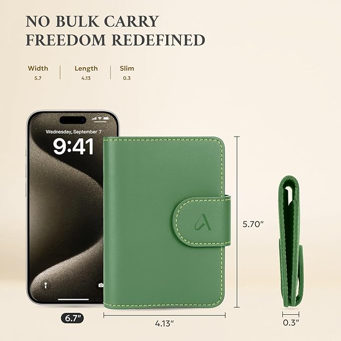 ALLIVE Rfid Passport Holder for Travel, Women, Rfid Passport Cover Wallet, Genuine Leather Passport Holder for Travel with AirTag Hidden, Airport Essentials, Travel Gifts (Avocado Green)