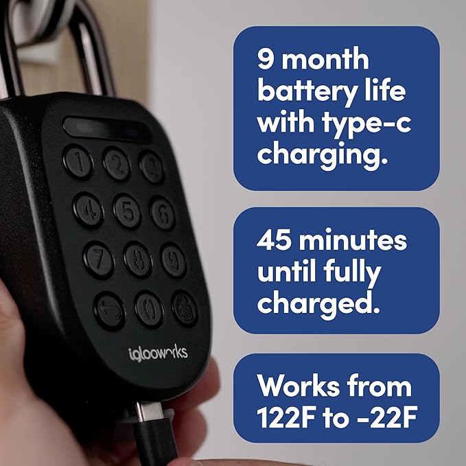 igloohome New Rugged Outdoor Smart Padlock 2E (SP2E) – Manage Access Remotely with Mobile App (iOS/Android) & Dashboard – No WiFi Needed, CEN-3, IK-09 Certified, IP68 Waterproof & 2-yr Warranty