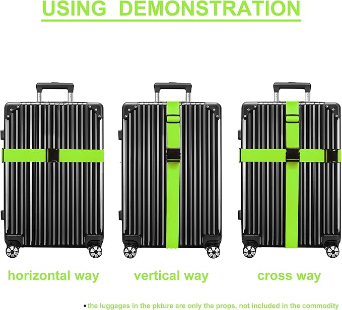Luggage Straps for Suitcases TSA Approved Travel Belt 4 Pack by Chelmon (Green)