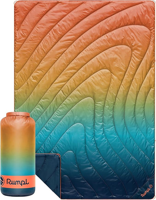 Rumpl Original Puffy Blanket - Warm, Water-Resistant Camping Blanket with 100% Recycled Synthetic Insulation, 52"x75", Original Puffy V2, Baja Fade