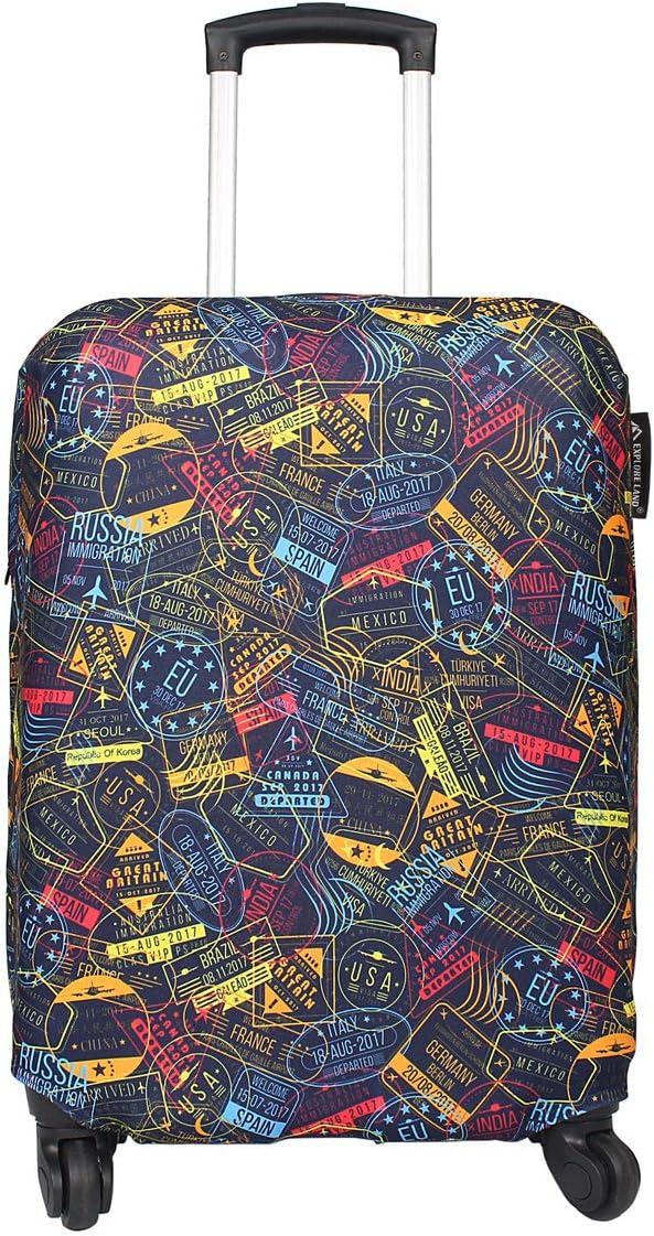 Explore Land Travel Luggage Cover Suitcase Protector Fits 31-32 Inch Case (Stamp, XL)