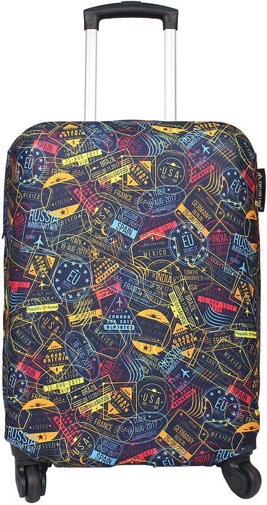 Explore Land Travel Luggage Cover Suitcase Protector Fits 18-22 Inch Case (Stamp, S)